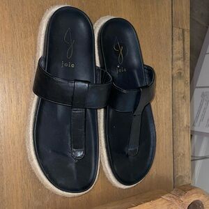 Joie Black Nacho Espadrille Thong Sandals